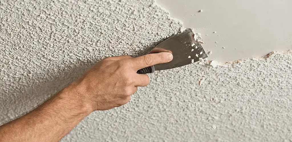 Popcorn ceiling removal scraping off textured ceiling finish in Sterling Heights, MI