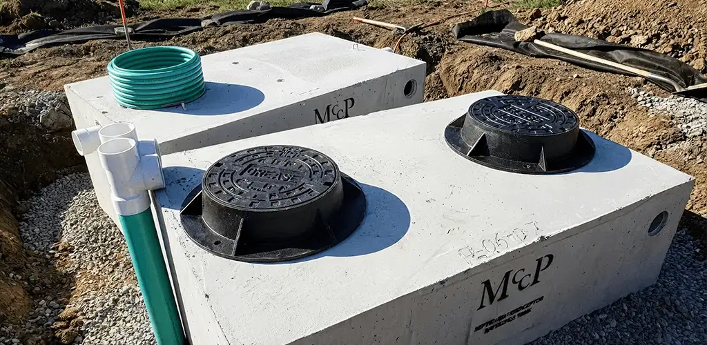 Grease trap installation unit set in place for drainage protection in Sterling Heights, MI