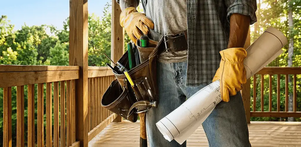 Professional handyman with tool belt ready for home repairs in Sterling Heights, MI