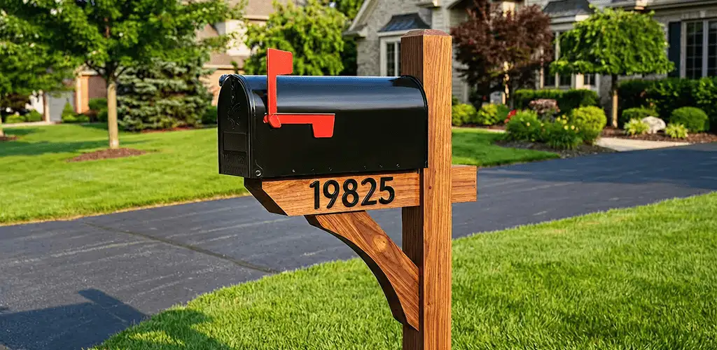 New mailbox installation with post and address number for a home in Sterling Heights, MI