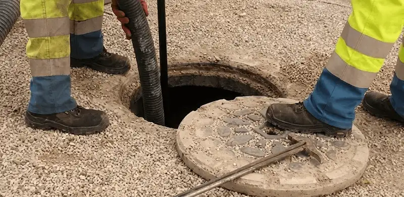 Drain cleaning crew clearing a sewer access point with professional equipment in Sterling Heights, MI